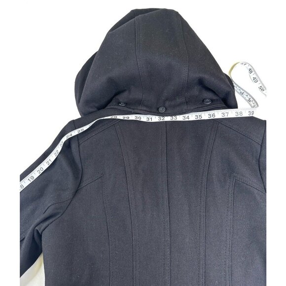 Michael Kors Asymmetric Zip Wool Blend Coat Black Women's Size 8 Belted Hooded - Picture 12 of 16
